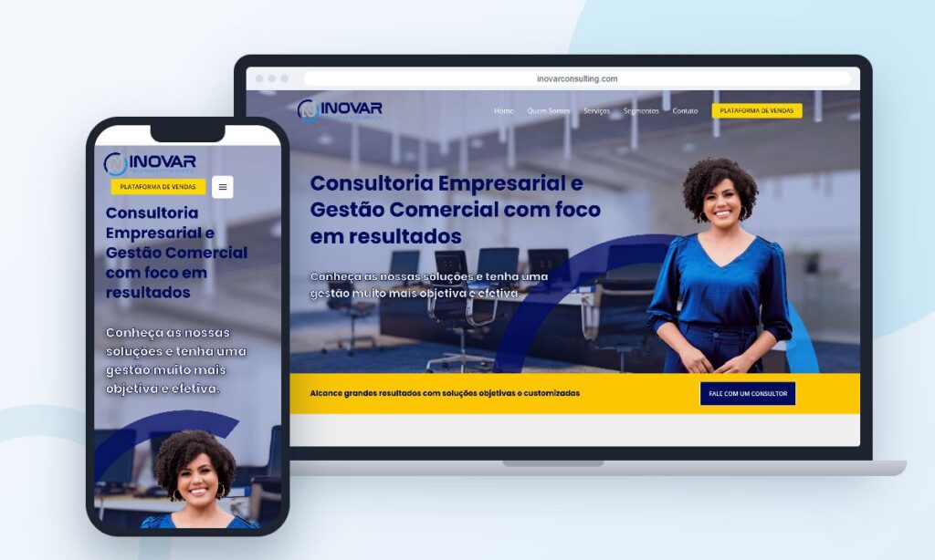 Site da Inovar Consulting desenvolvido pela InforWay, versões computador e celular