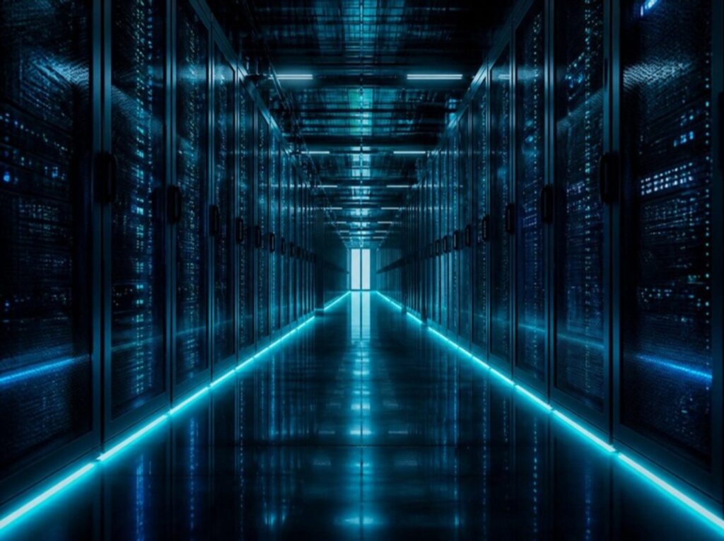Corredor de datacenter com servidores