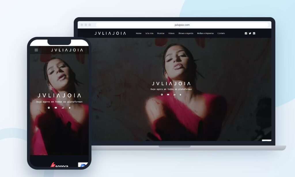 Site da Julia Joia desenvolvido pela InforWay, versões computador e celular
