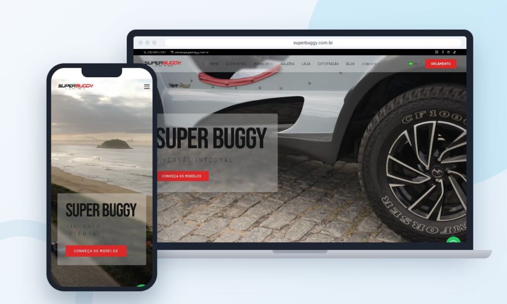Site da Super Buggy desenvolvido pela InforWay, versões computador e celular